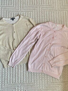 14 Girls Crewcuts Pink Cardigan and George Sparkly Gold Cardigan